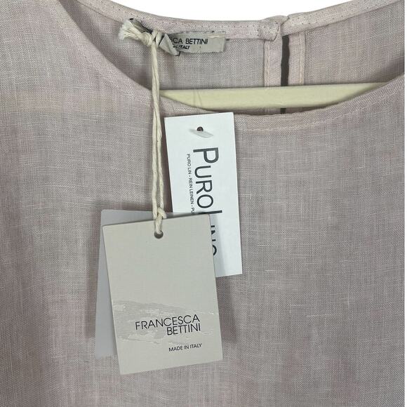 Francesca Bettini 100% Italian Linen Double Layer Bell sleeve Dress Medium NWT - Picture 8 of 12